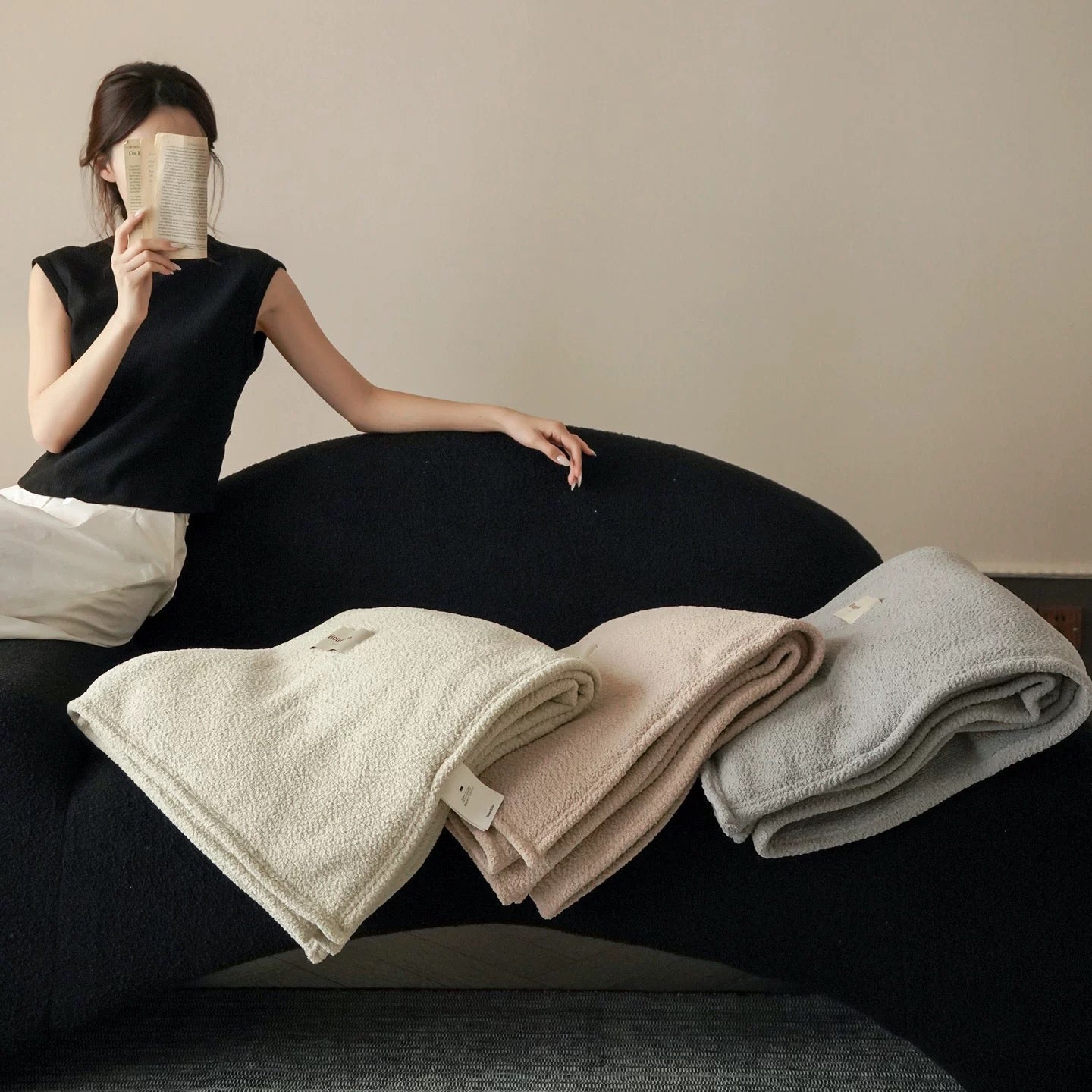 Urban Texture Sherpa Blanket  (3colors)