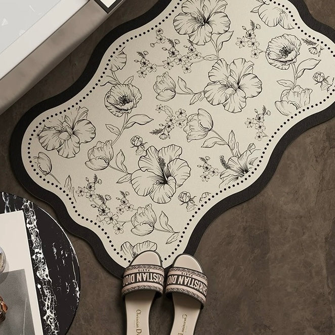 Dainty Flower Wave bath mat