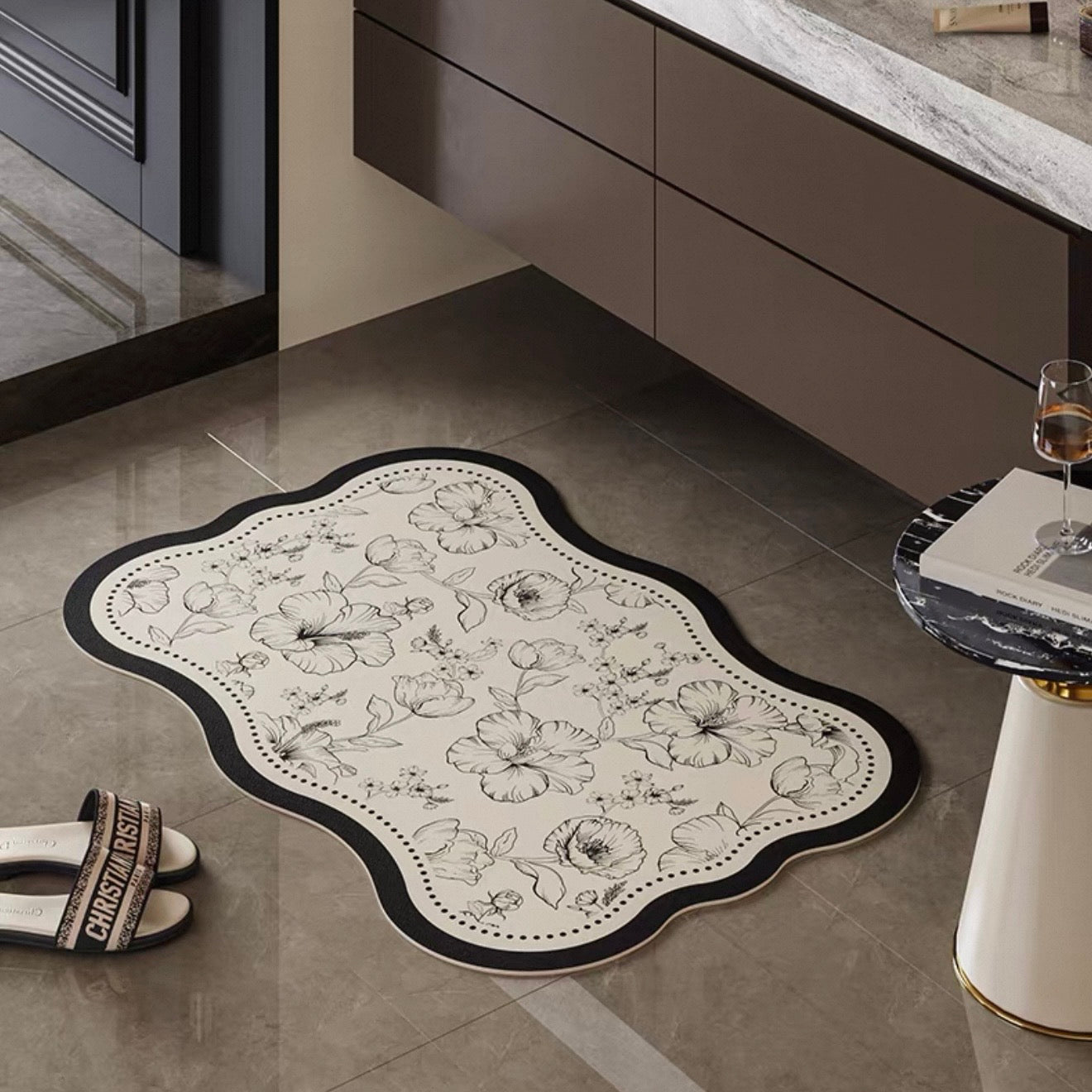 Dainty Flower Wave bath mat