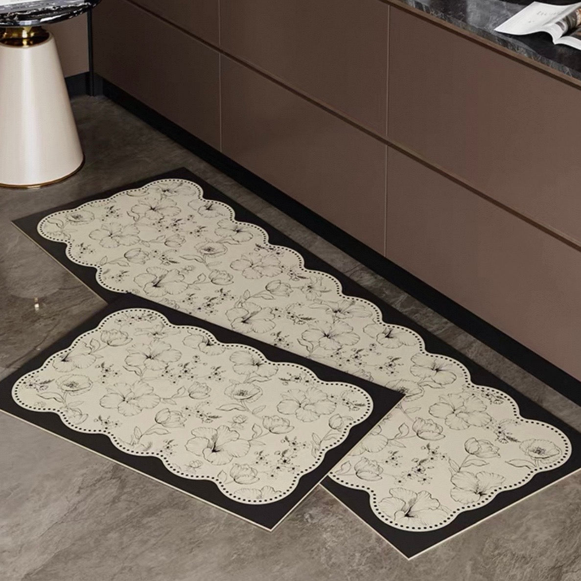 Dainty Flower Wave kitchen mat