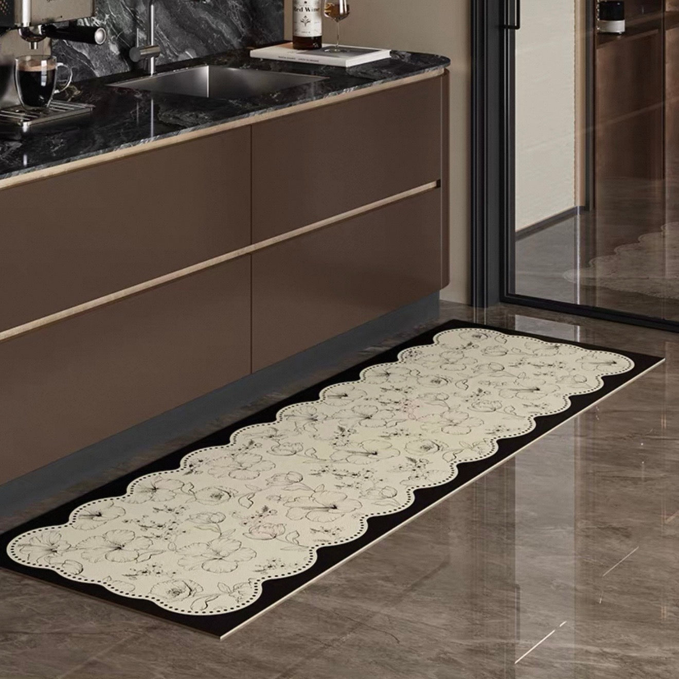 Dainty Flower Wave kitchen mat