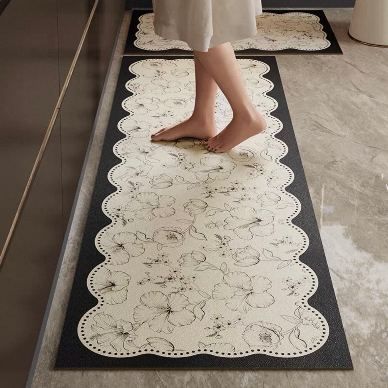 Dainty Flower Wave kitchen mat