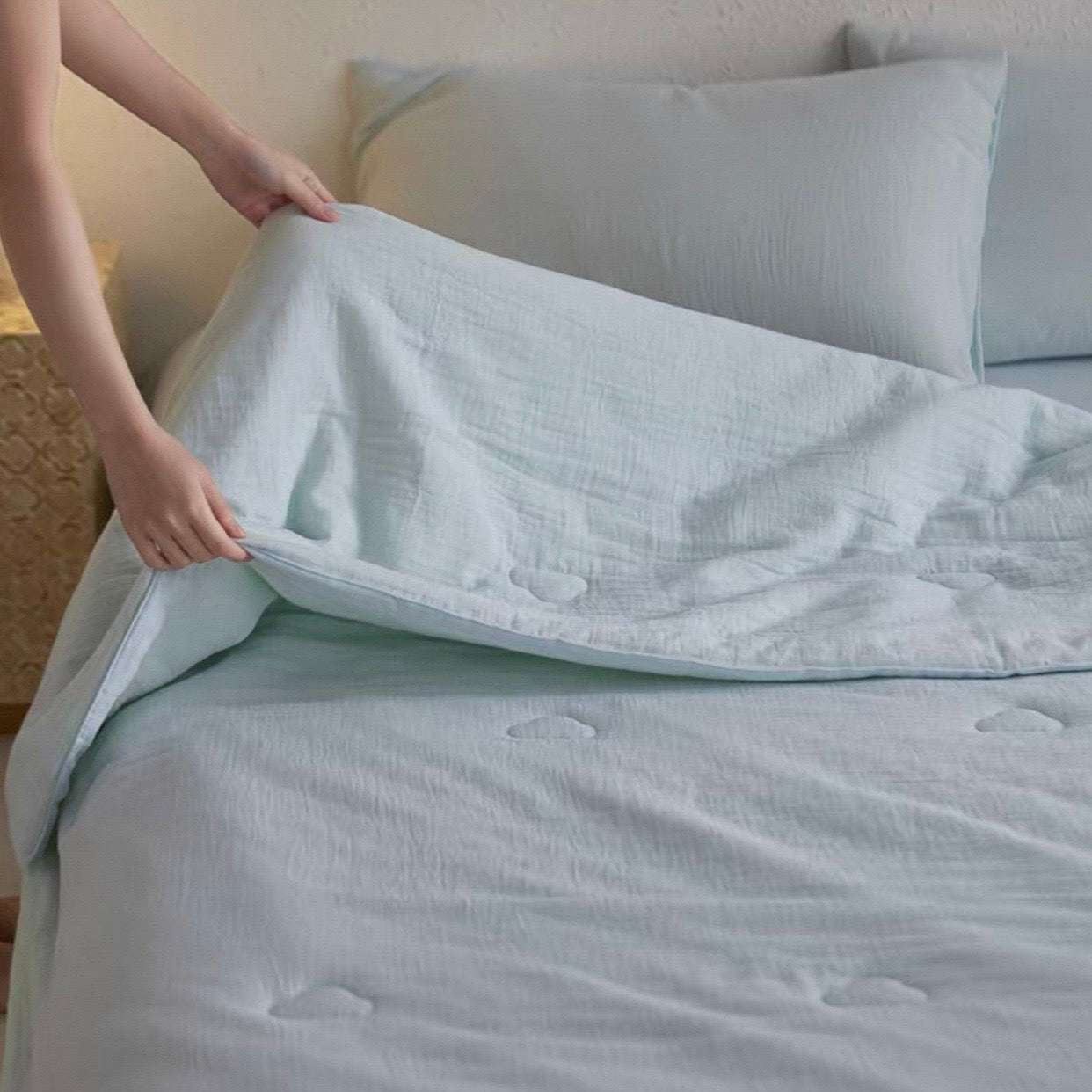 pastel cloud quilt & pillow sheets set (5colors)