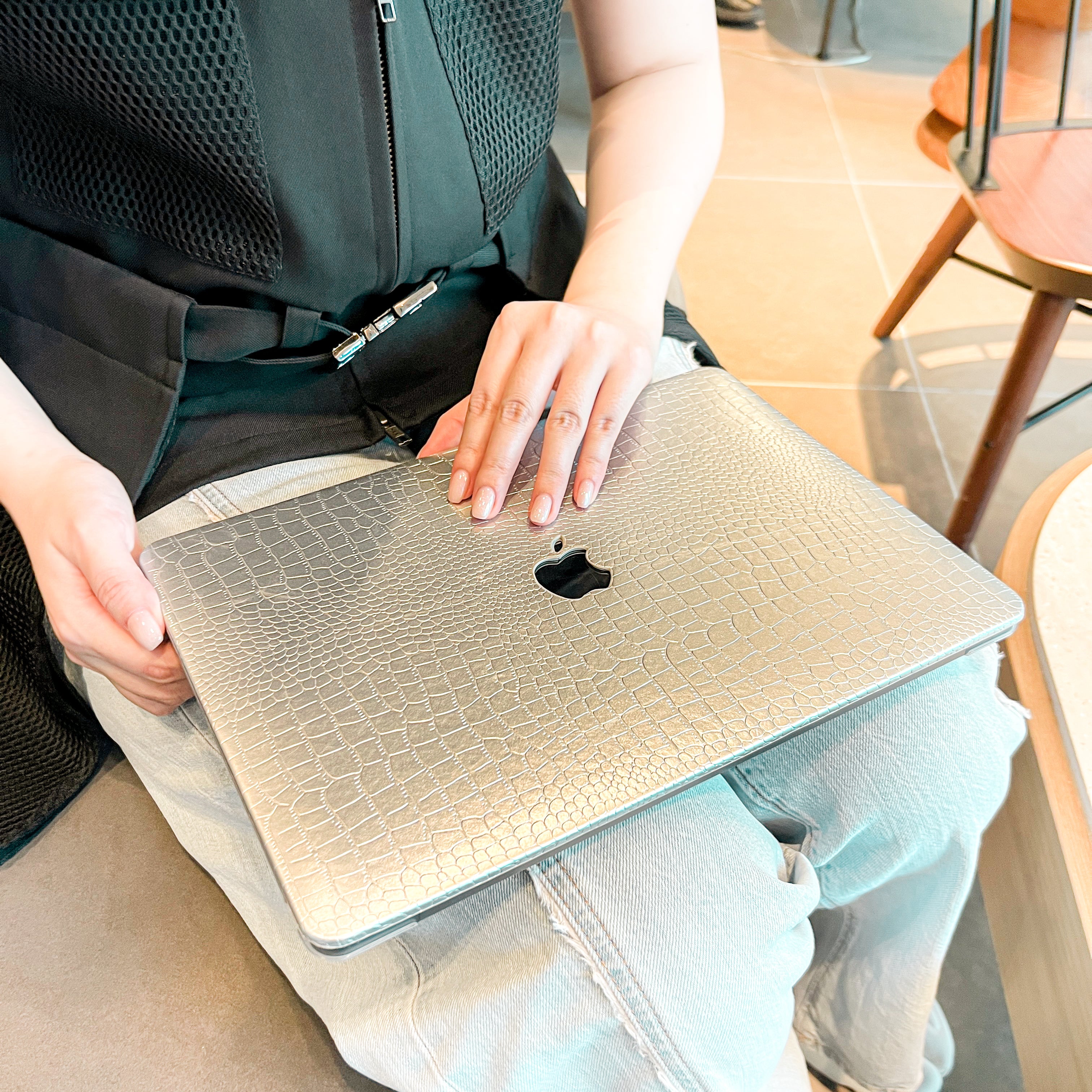 silver crocodile MacBook case