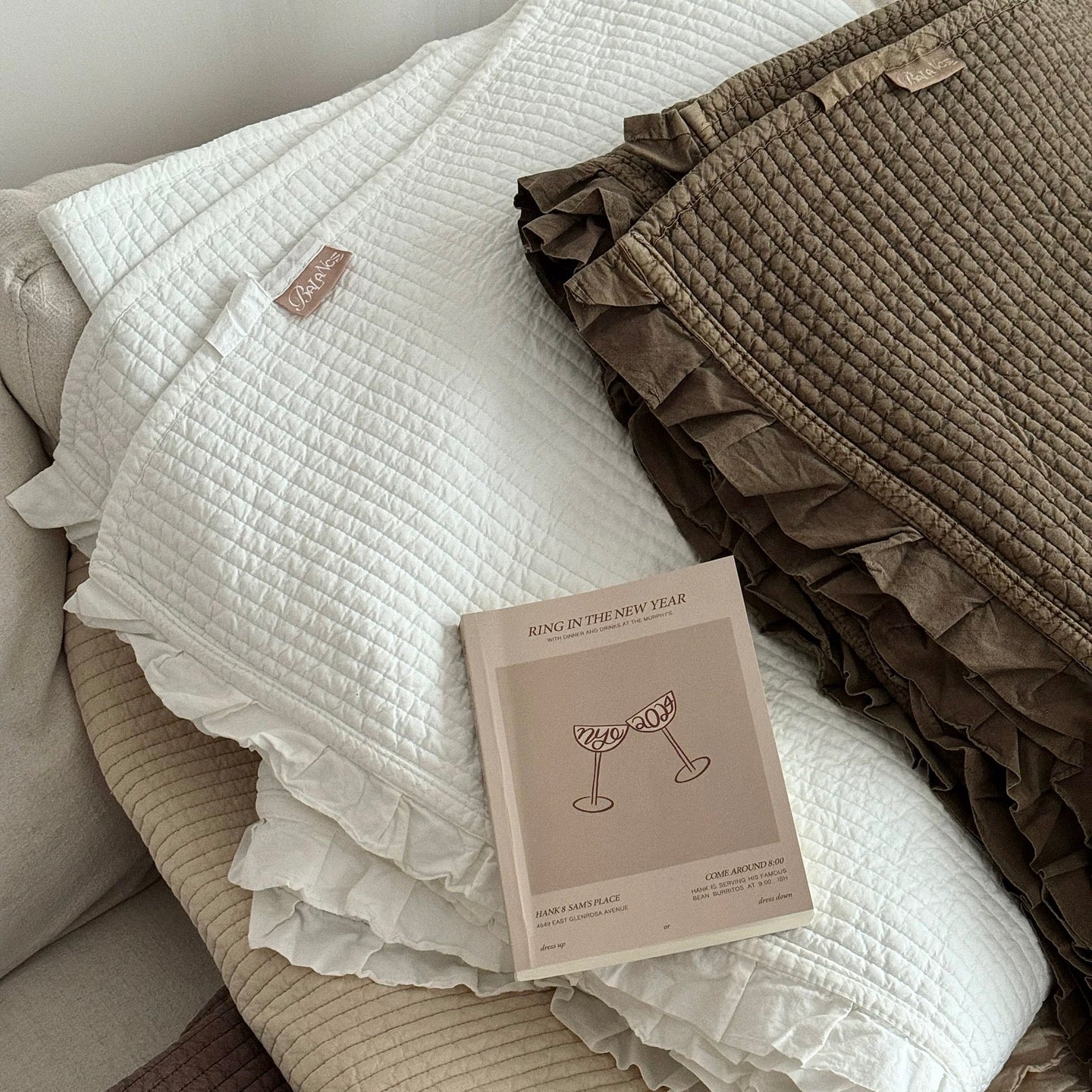 Ruffle Edge Washed Cotton quilt & pillow sheets set (4color)
