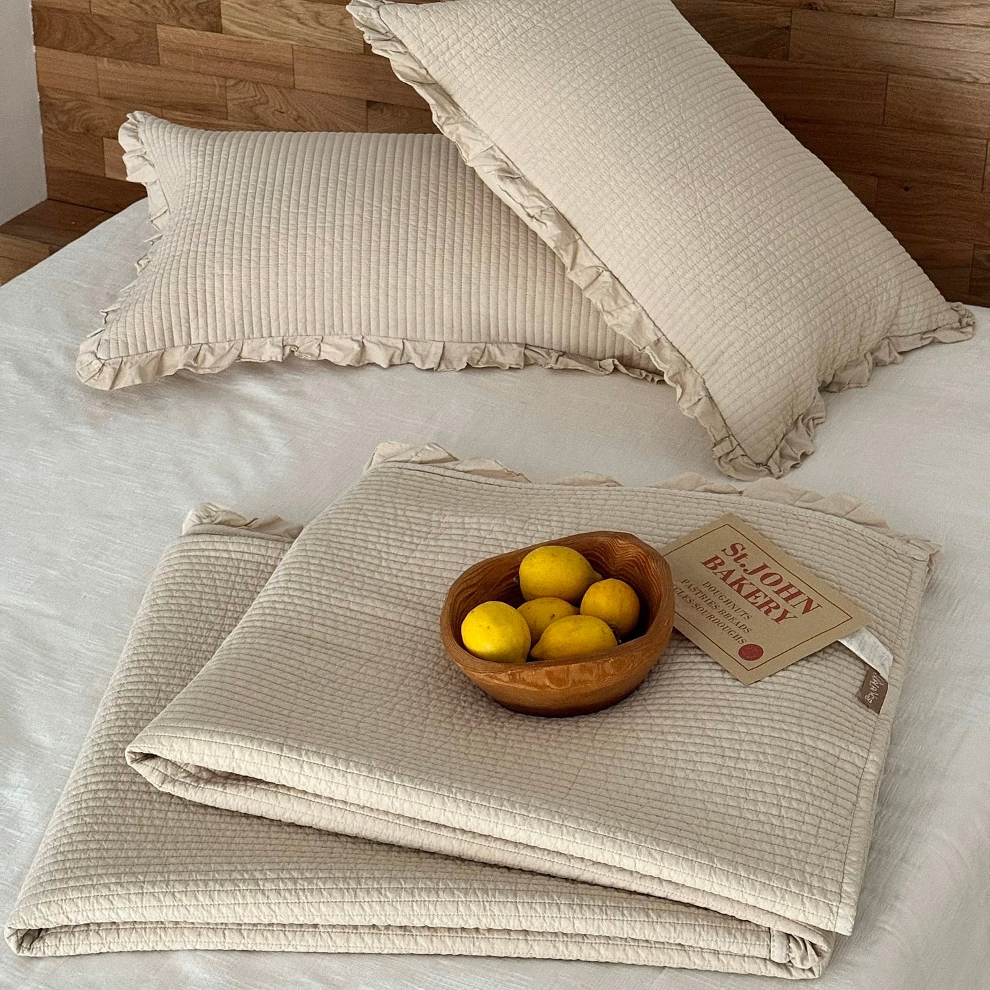 Ruffle Edge Washed Cotton quilt & pillow sheets set (4color)