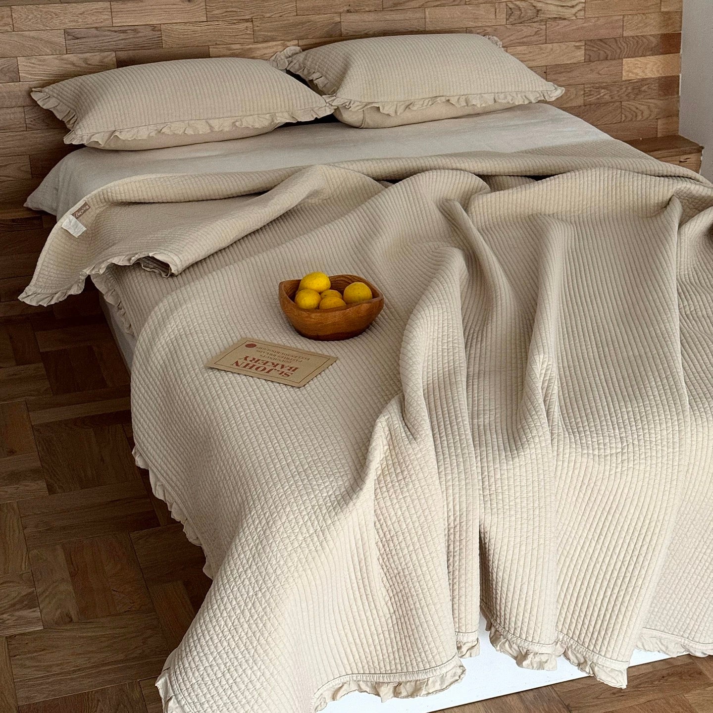 Ruffle Edge Washed Cotton quilt & pillow sheets set (4color)