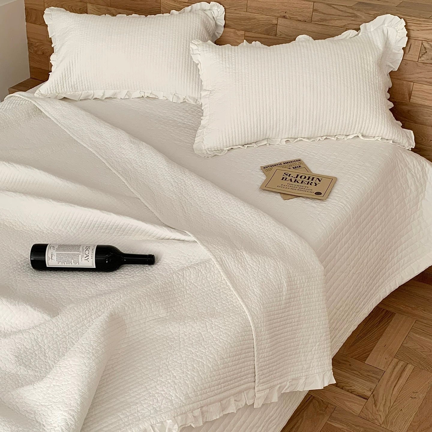Ruffle Edge Washed Cotton quilt & pillow sheets set (4color)
