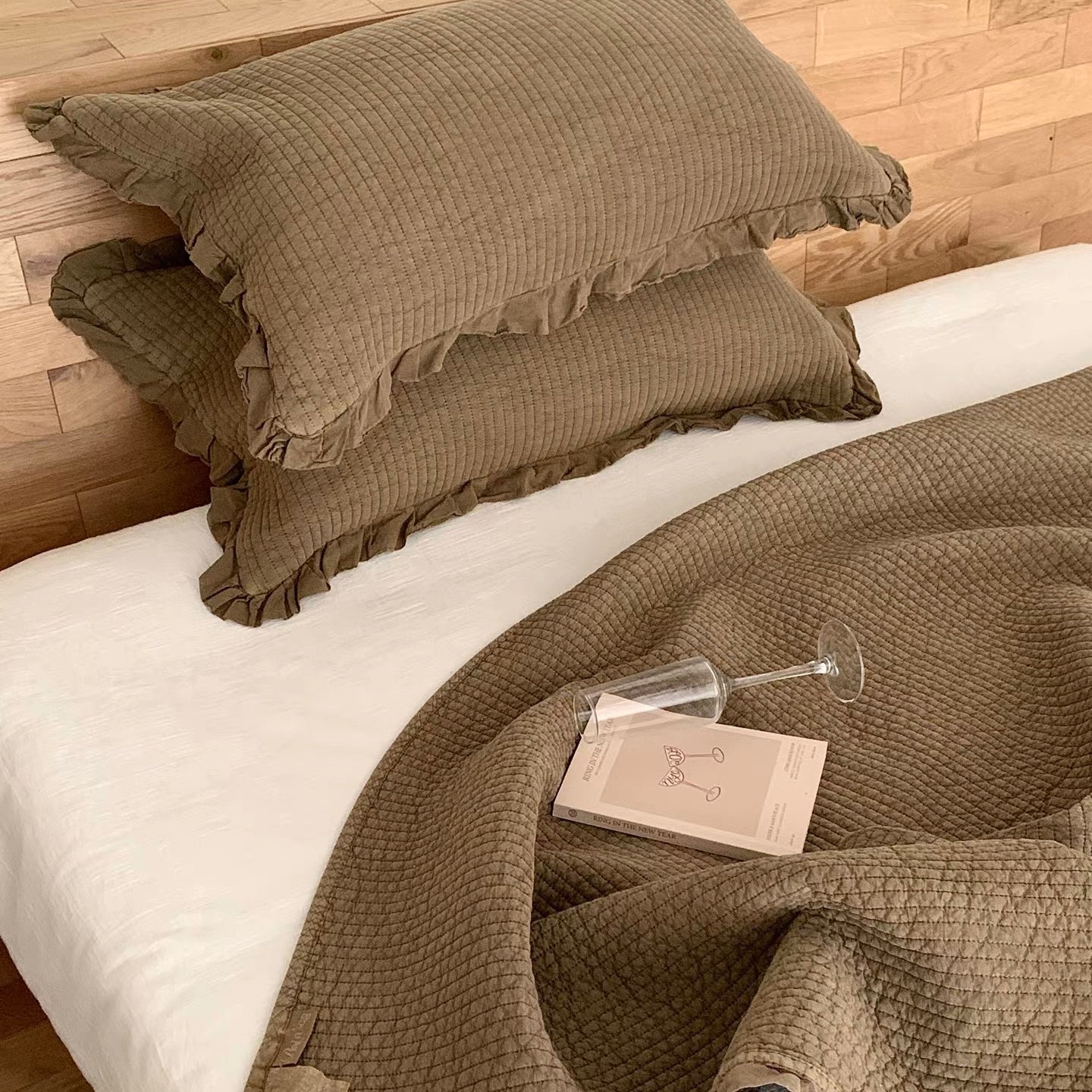 Ruffle Edge Washed Cotton quilt & pillow sheets set (4color)