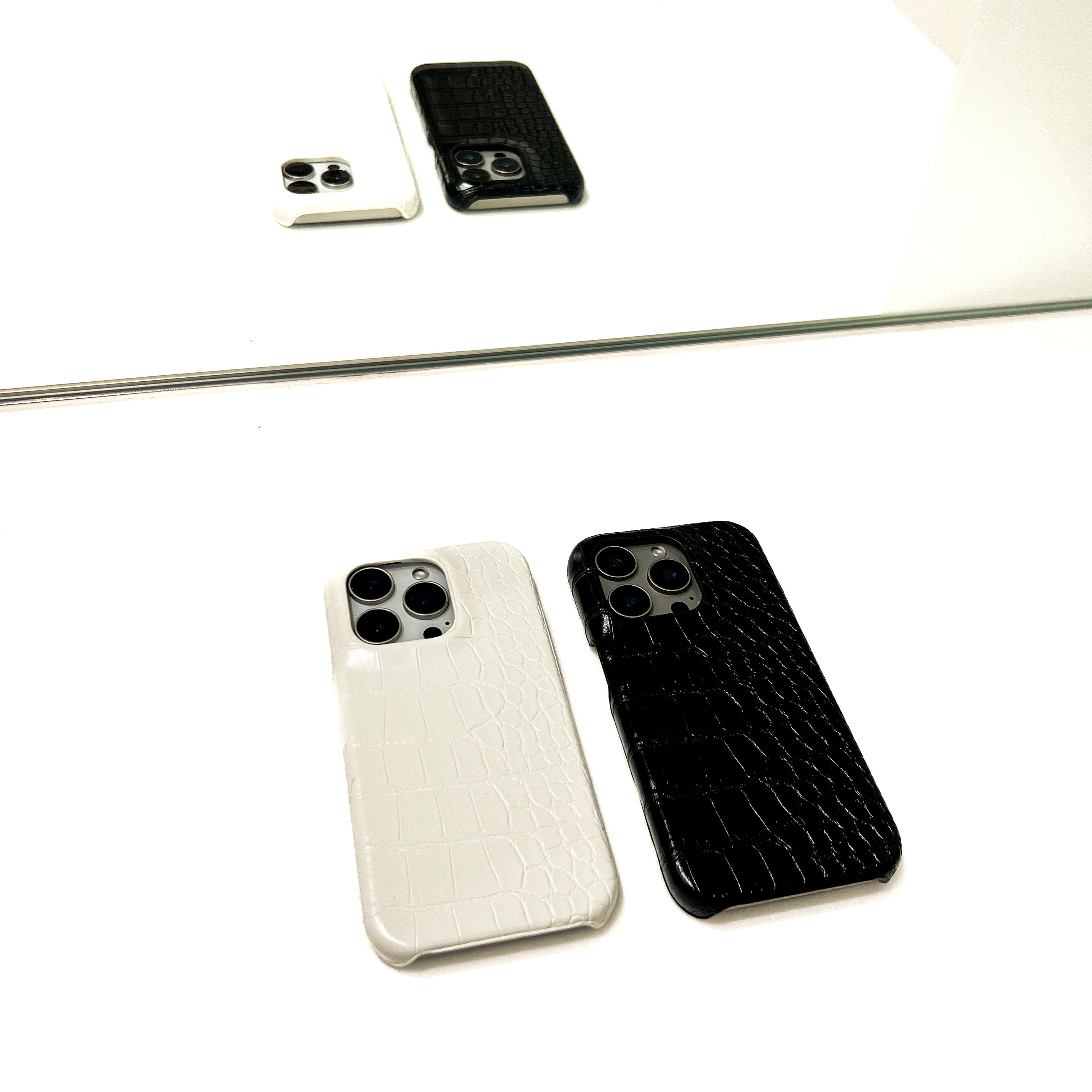 Black Elegant Croc Embossed iphone Case