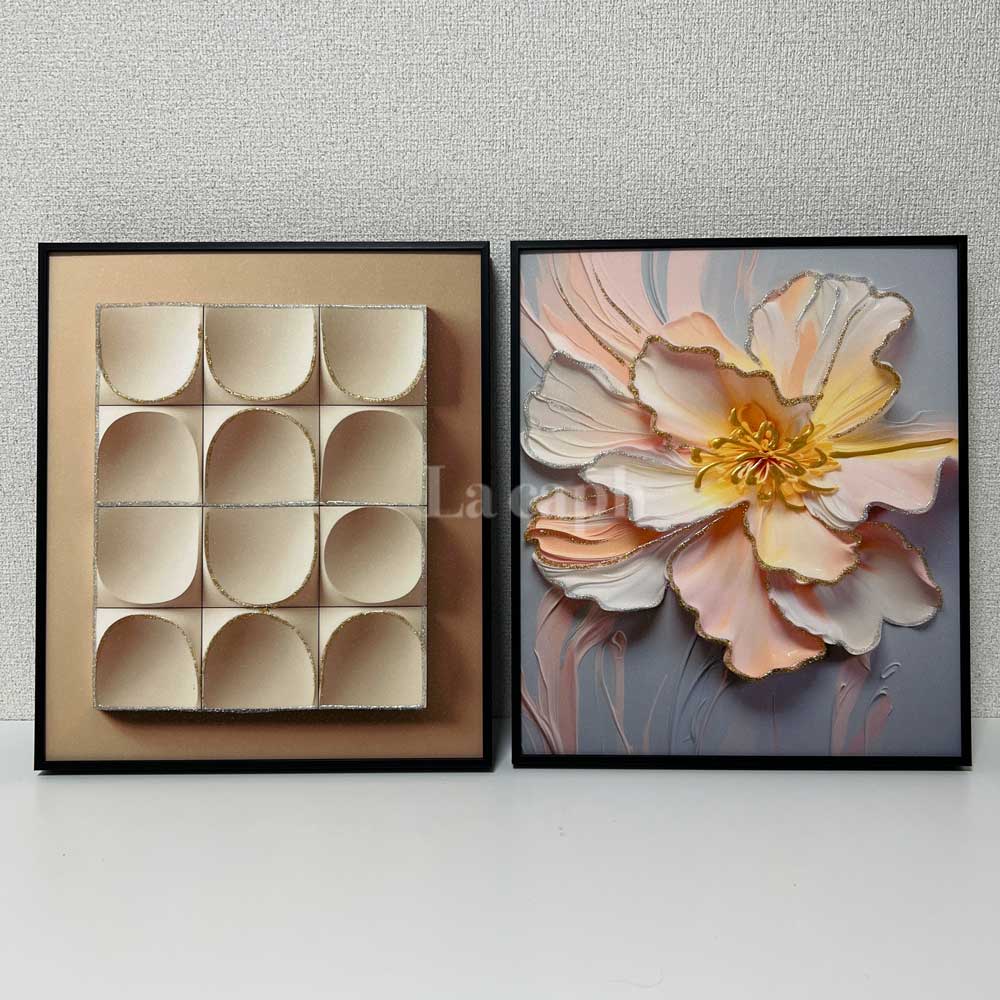 【即納】embossed flower glitter poster & frame SET  (31×36cm)