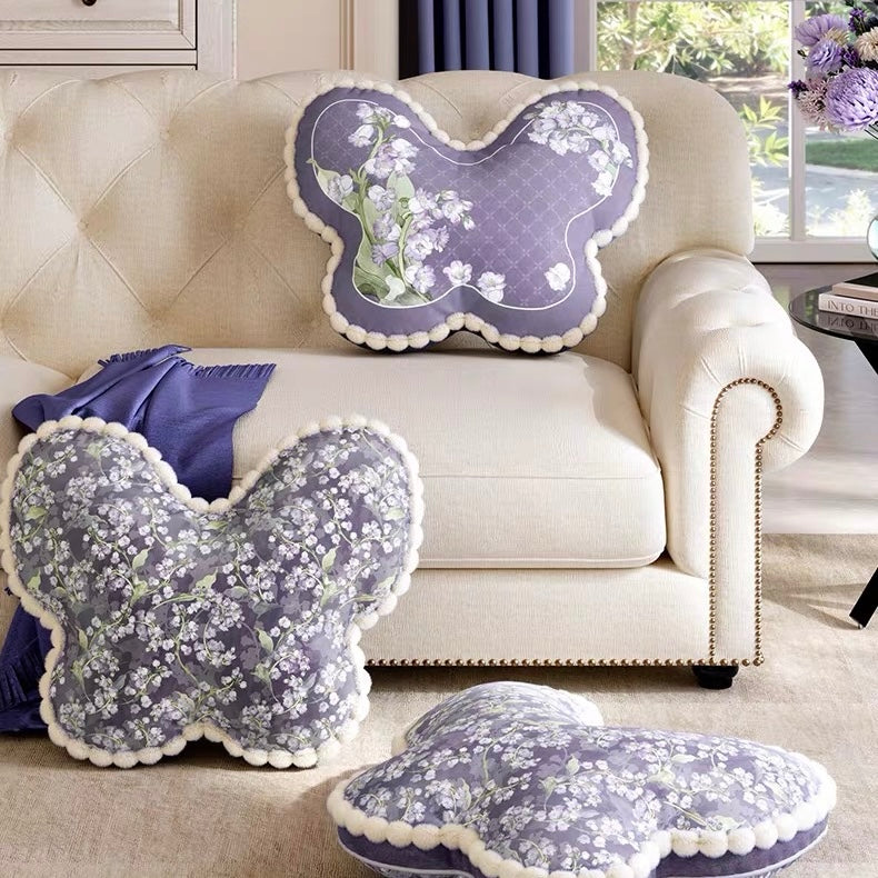 Purple Campanula butterfly cushion