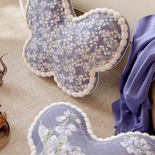 Purple Campanula butterfly cushion