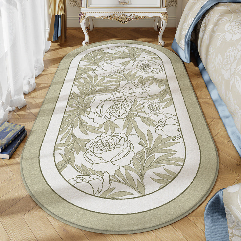 3design flower oval floor mat