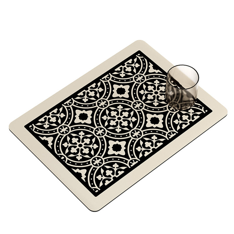 2color monotone flower tile sink mat