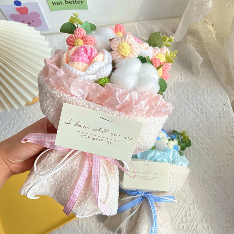 3color knit flower mini gift bouquet