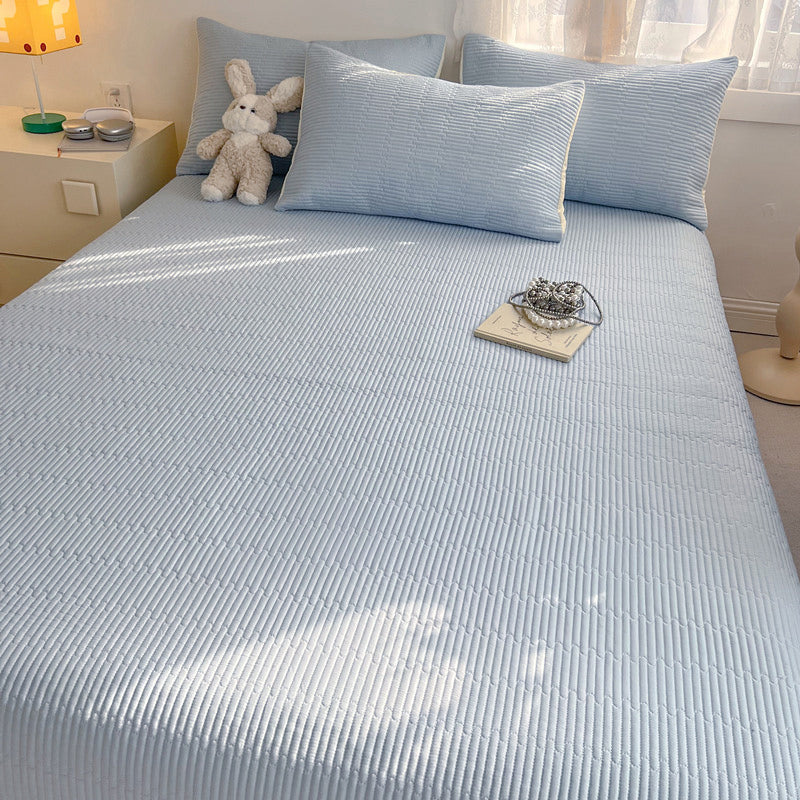 4color natural stitch quilt & pillow sheets set