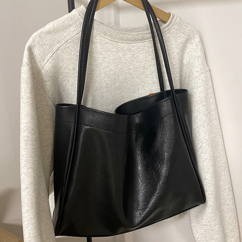 3color simple soft leather bag