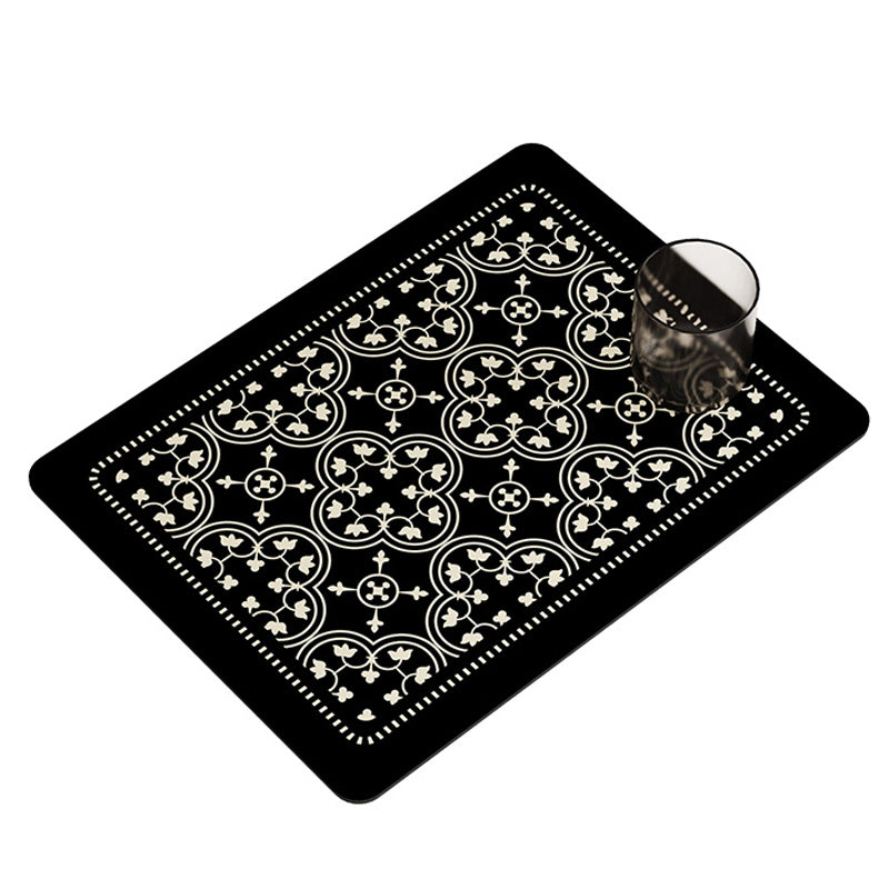 2color monotone flower tile sink mat