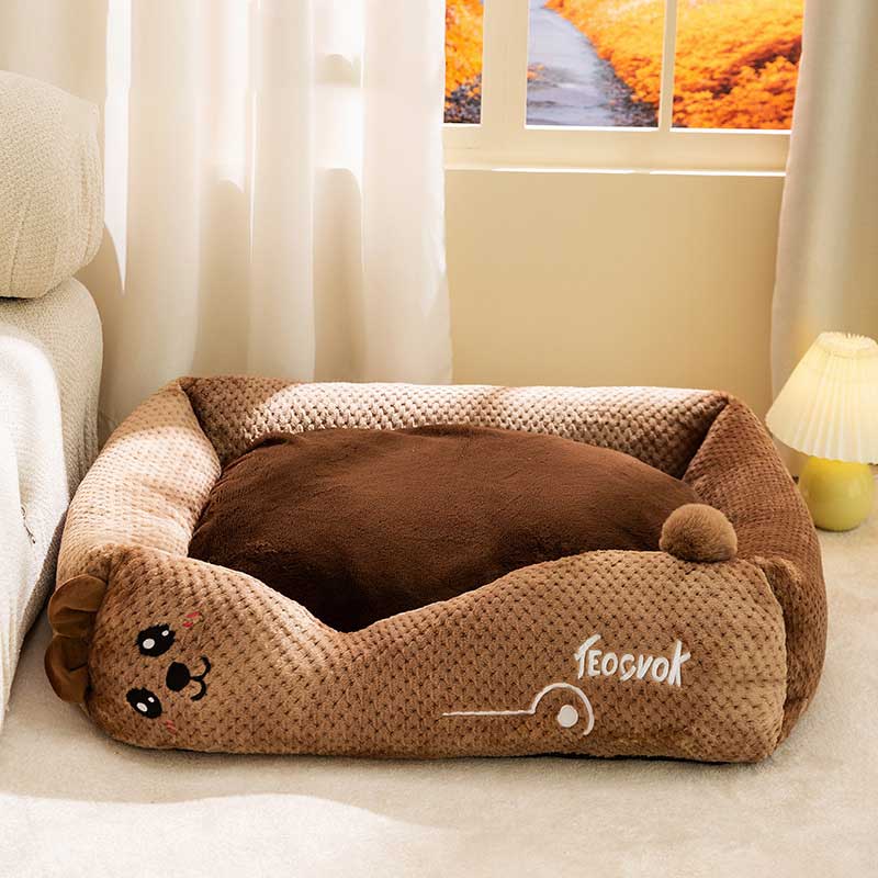 2color waffle knit pet bed