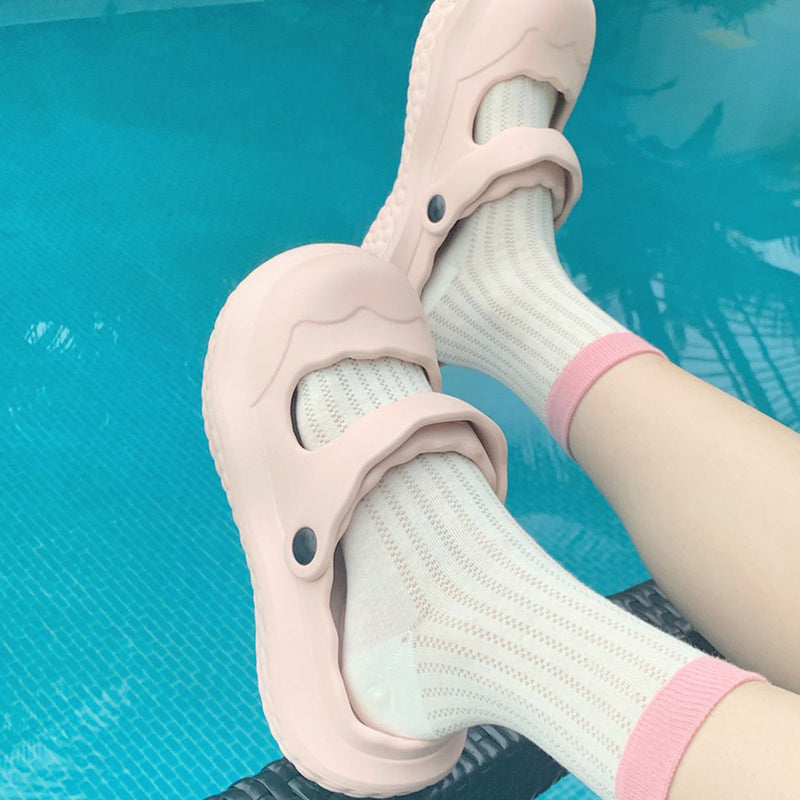 7color scallop band rubber room shoes