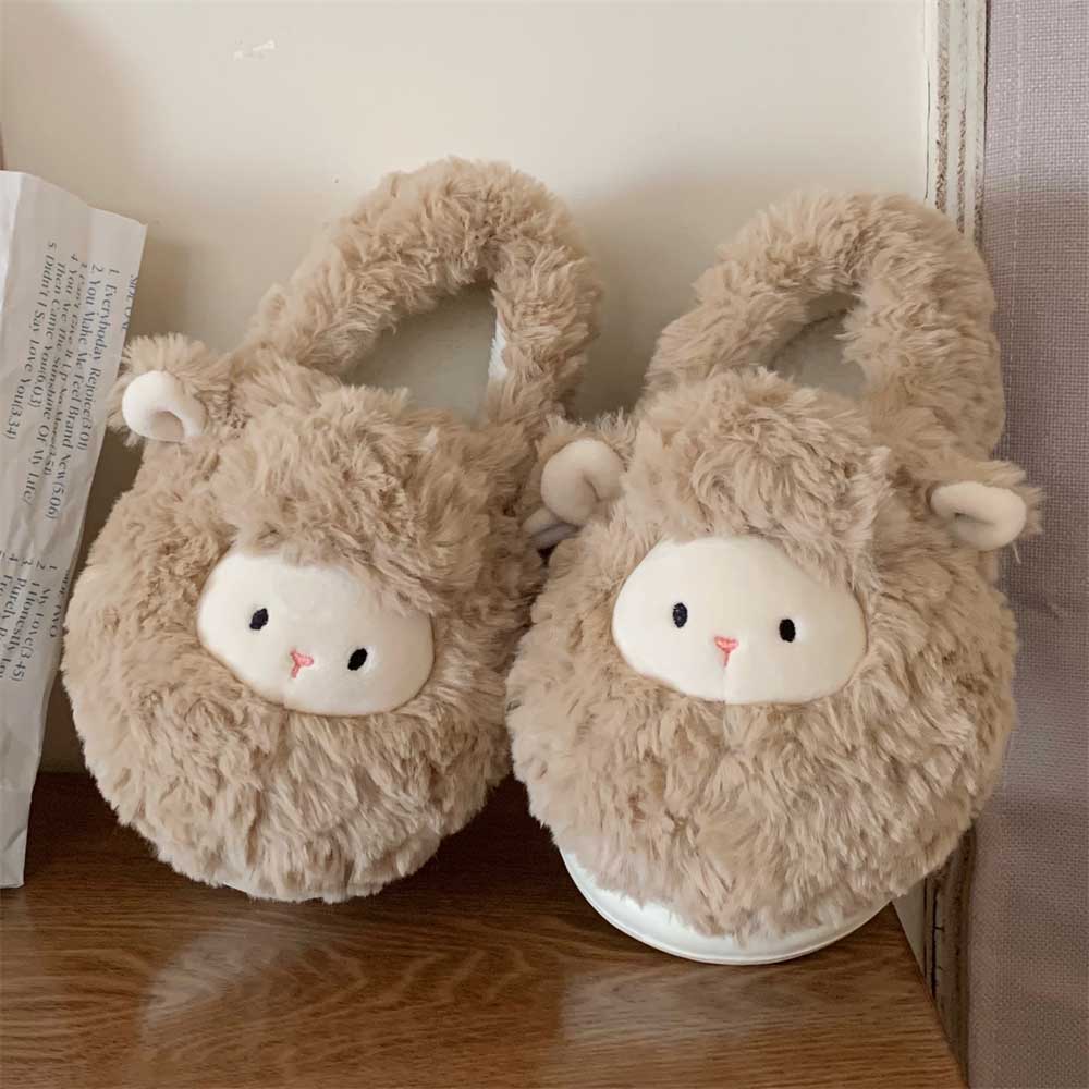 2color fur sheep room shoes