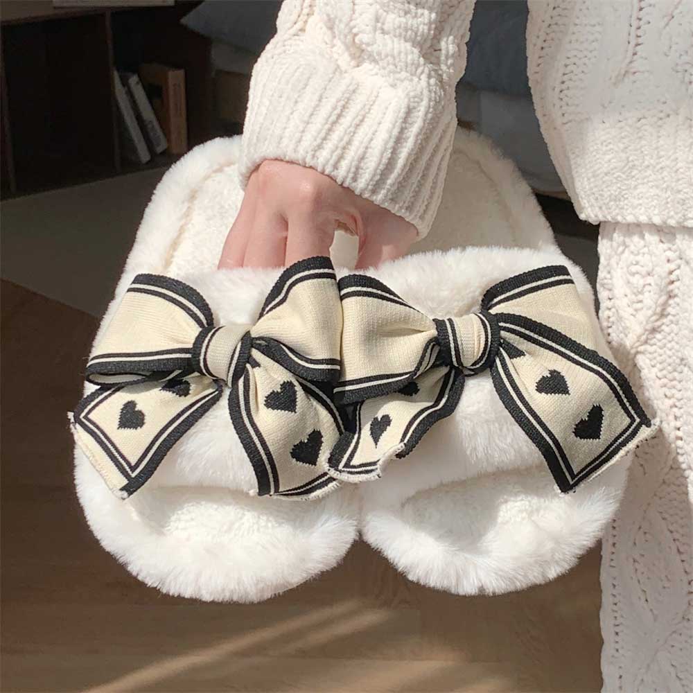 3color knit ribbon room shoes