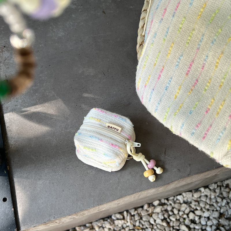2color yarn knit Airpods case bag