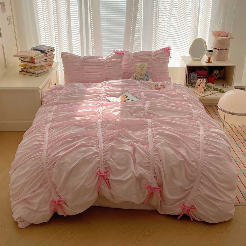 6color gathered ribbon bedlinen set