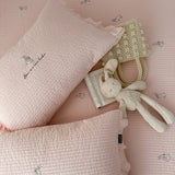 2color rabbit embroidery quilt & pillow sheets set