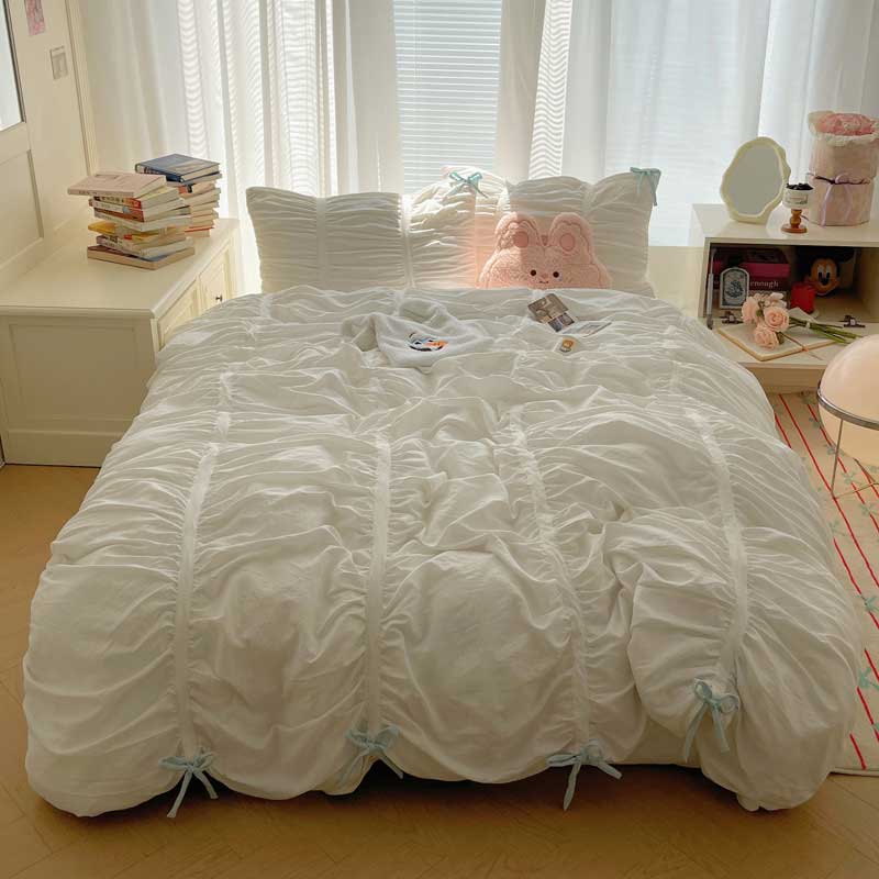 6color gathered ribbon bedlinen set