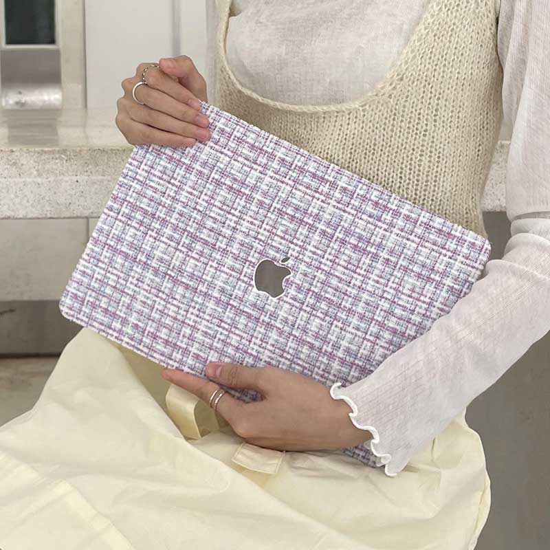 purple tweed Mac book case