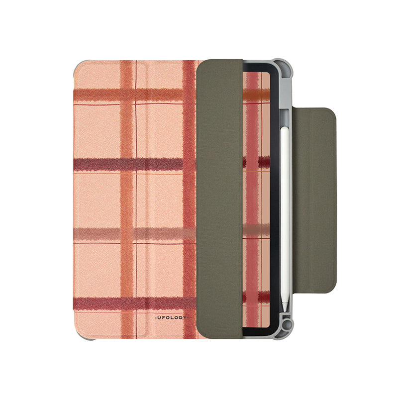 salmon pink check iPad case