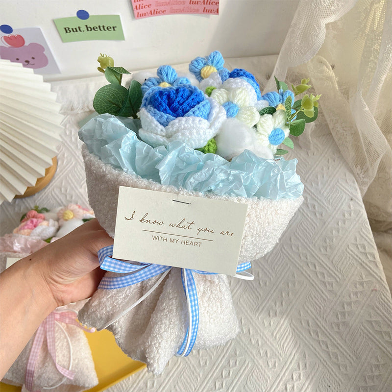 3color knit flower mini gift bouquet