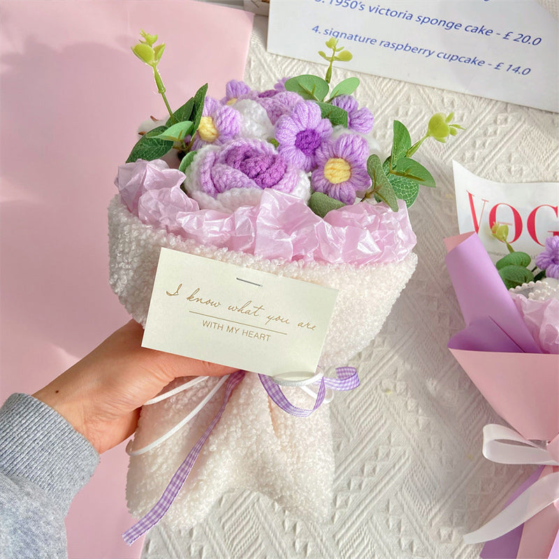 3color knit flower mini gift bouquet