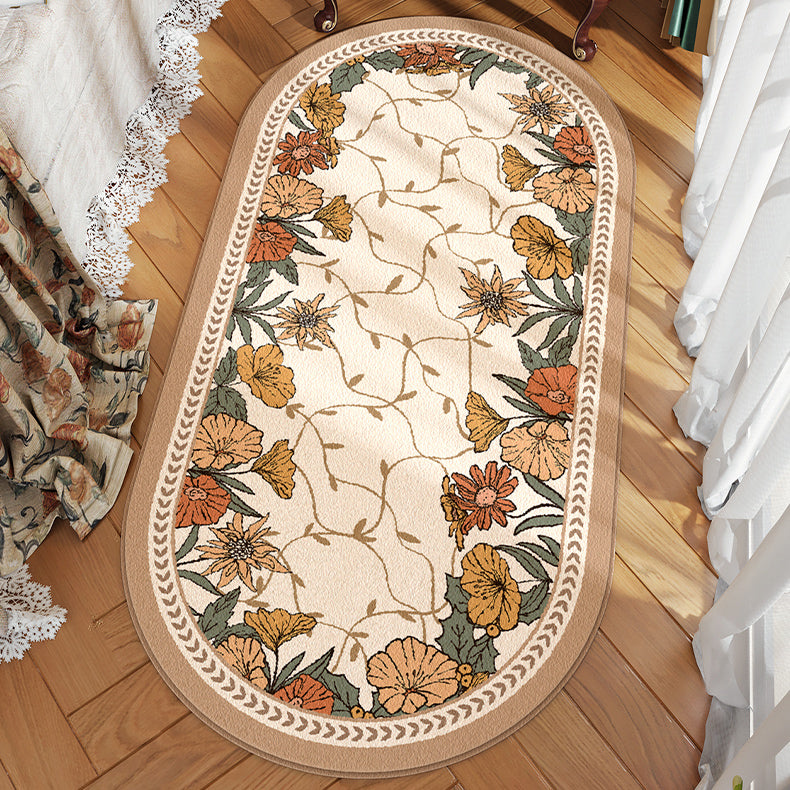 3design flower oval floor mat