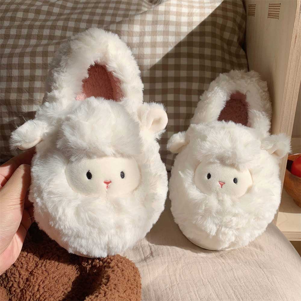 2color fur sheep room shoes