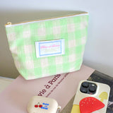 2color pastel check pouch