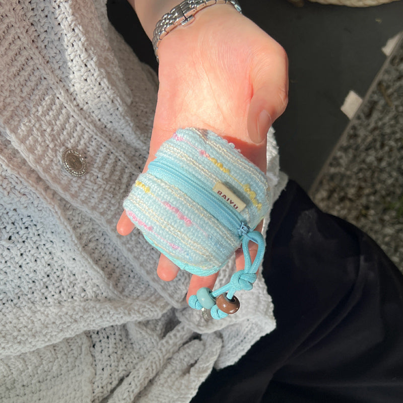 2color yarn knit Airpods case bag