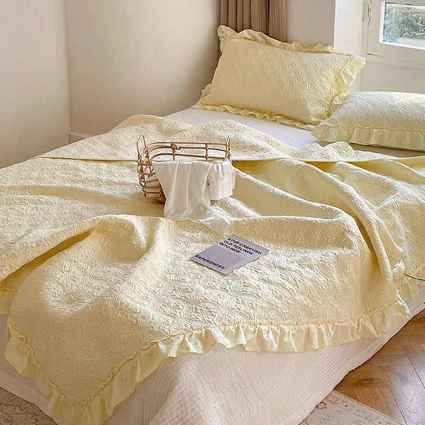 5color tile flower stitch quilt & pillow sheets set