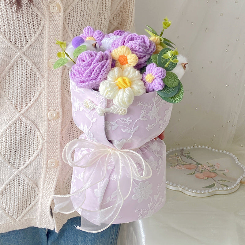 3color knit flower gift bouquet