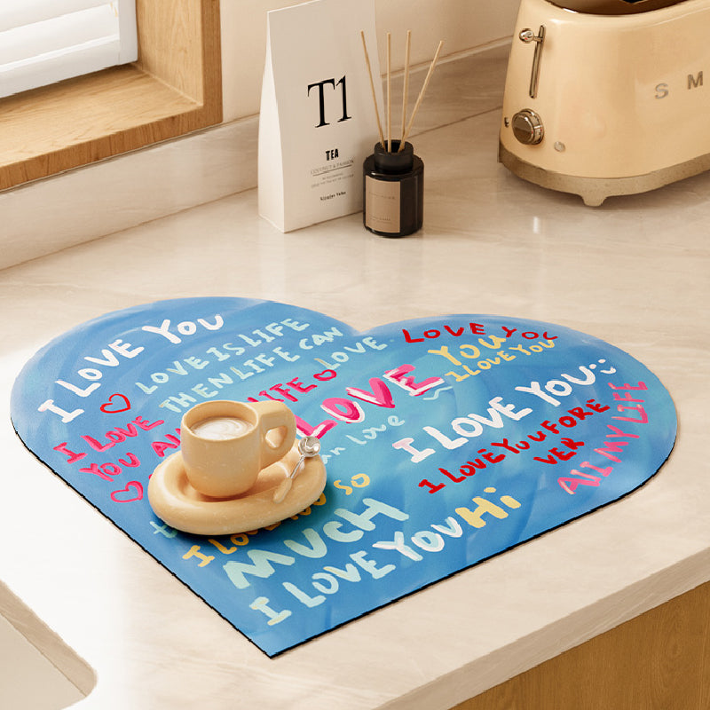 i love you colorful paint sink mat