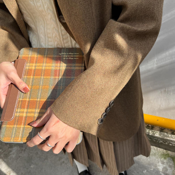 brown check iPad case