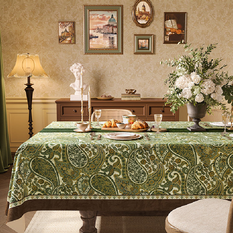 green blooming table cloth