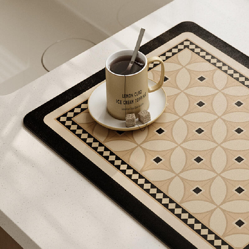 brown retro tile square sink mat