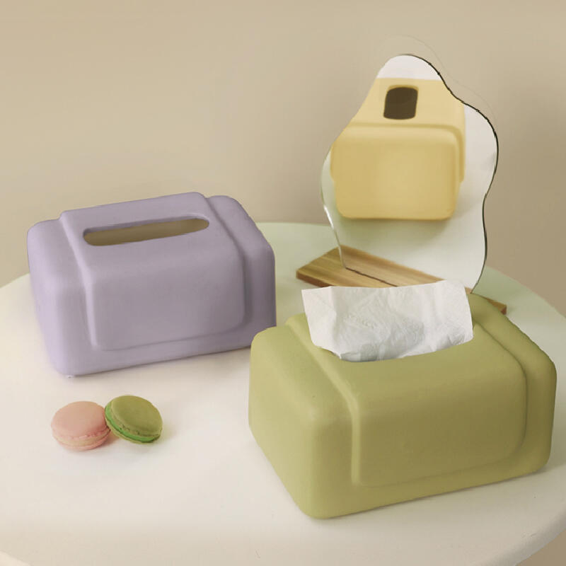 cream purple square tissue case