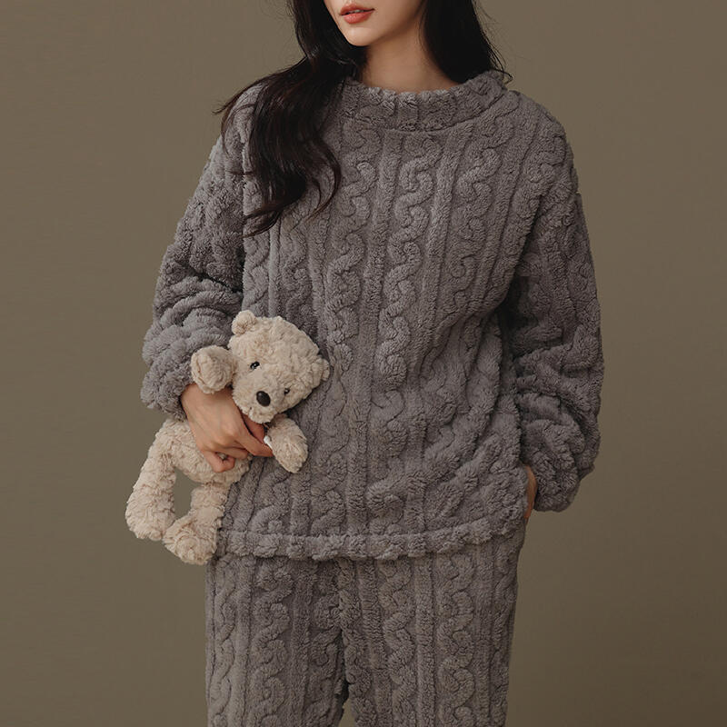 2color sweater pattern fluffy roomwear
