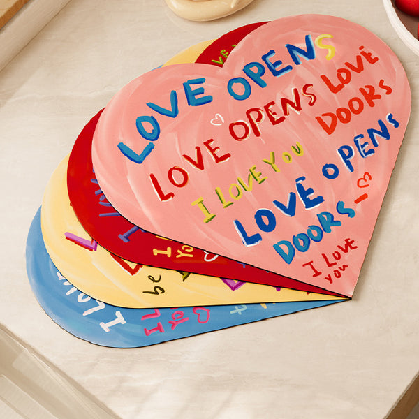 i love you colorful paint sink mat
