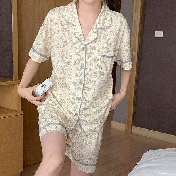 2design floral front button roomwear