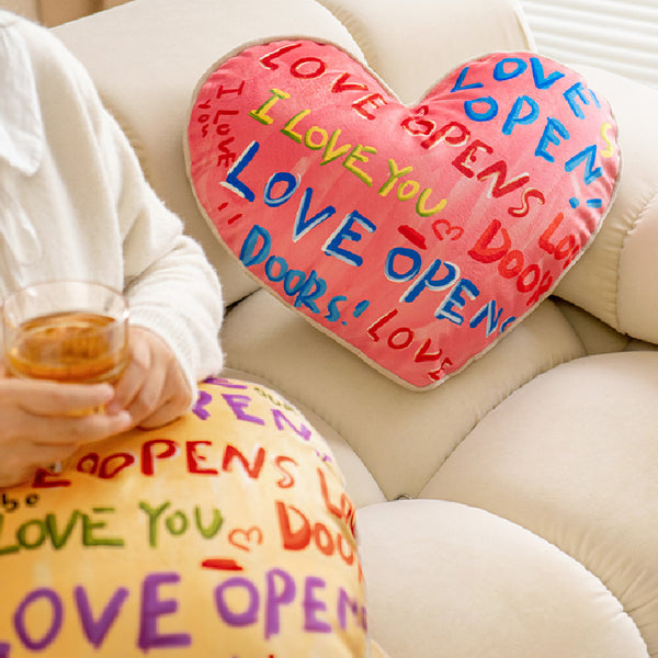 i love you colorful paint heart cushion